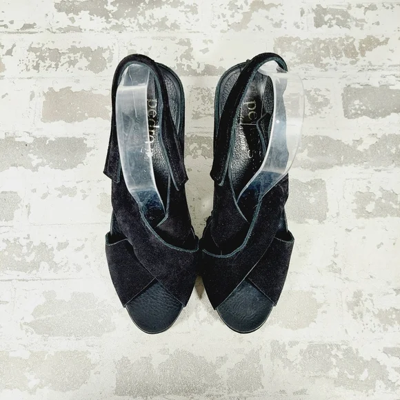 NEW Pedro Garcia Yuval Black Suede Slingback Open Toe Heeled Sandals T59 - Picture 3 of 11